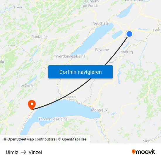 Ulmiz to Vinzel map
