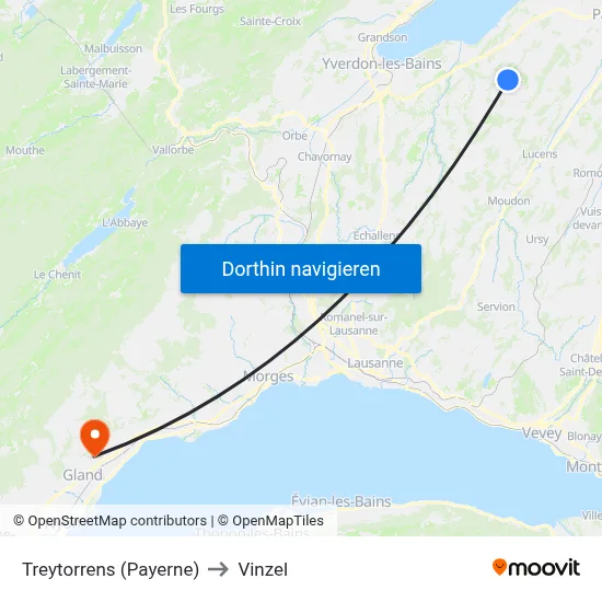 Treytorrens (Payerne) to Vinzel map