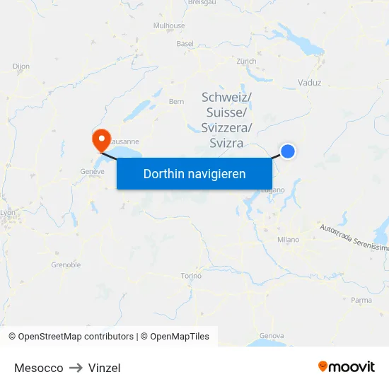 Mesocco to Vinzel map