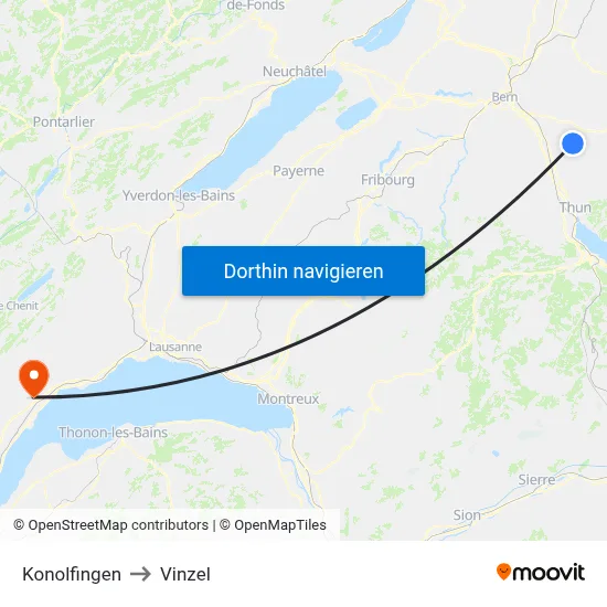 Konolfingen to Vinzel map