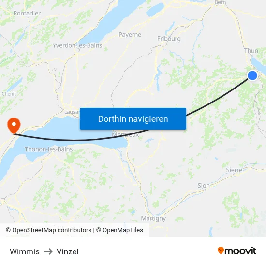 Wimmis to Vinzel map