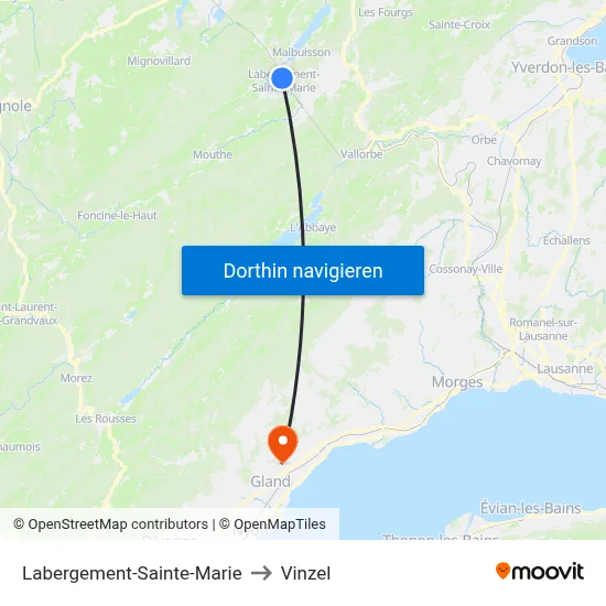 Labergement-Sainte-Marie to Vinzel map