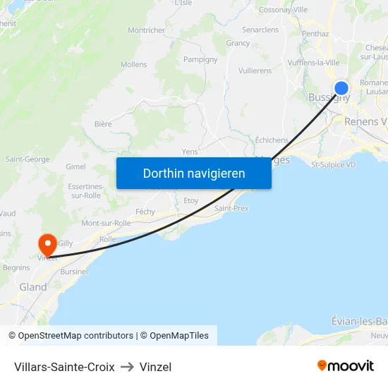 Villars-Sainte-Croix to Vinzel map