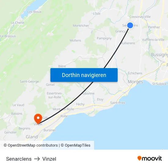 Senarclens to Vinzel map