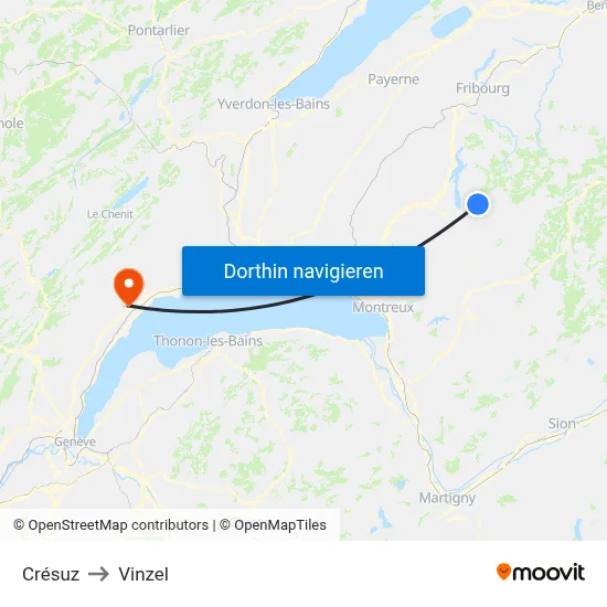 Crésuz to Vinzel map