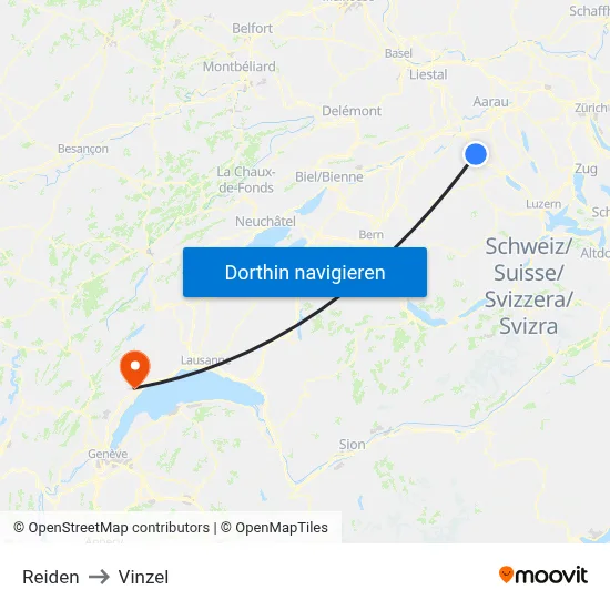 Reiden to Vinzel map