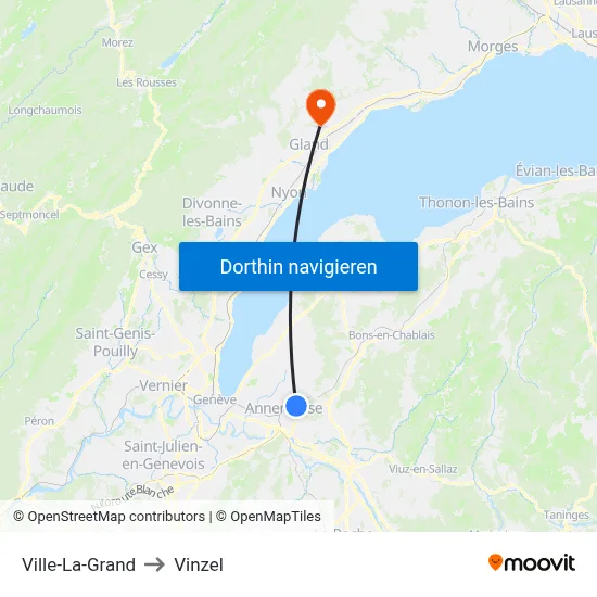 Ville-La-Grand to Vinzel map