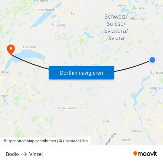 Bodio to Vinzel map