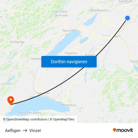 Aefligen to Vinzel map