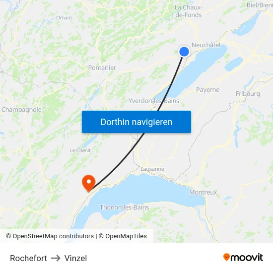 Rochefort to Vinzel map