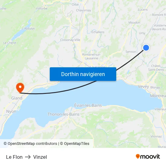 Le Flon to Vinzel map