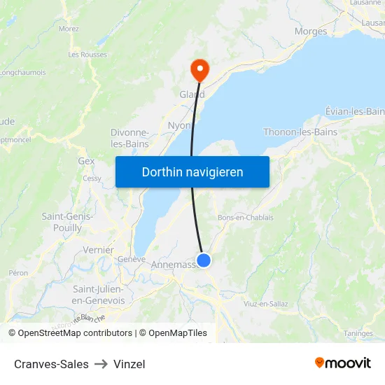 Cranves-Sales to Vinzel map