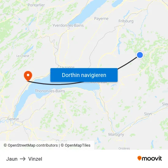 Jaun to Vinzel map