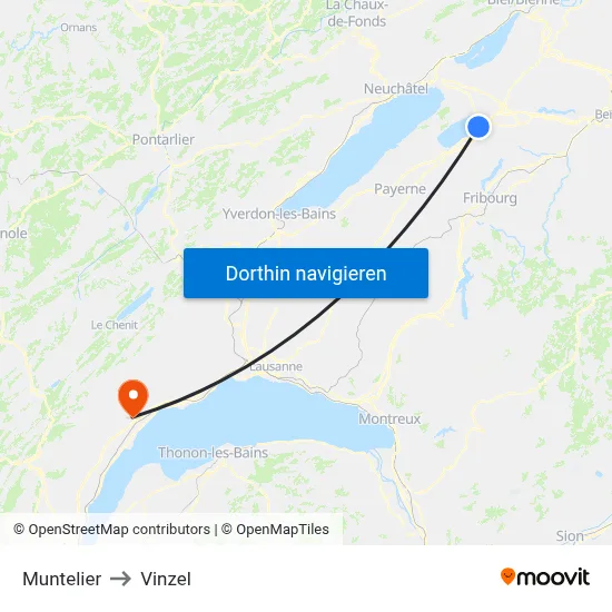 Muntelier to Vinzel map