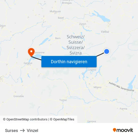 Surses to Vinzel map