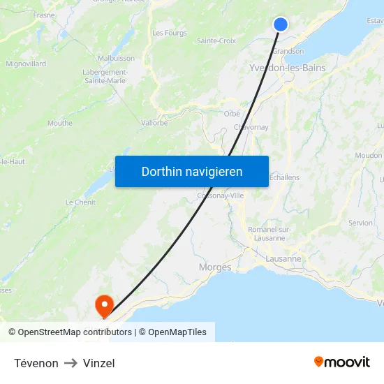 Tévenon to Vinzel map