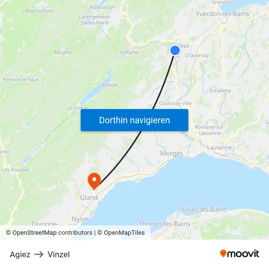 Agiez to Vinzel map