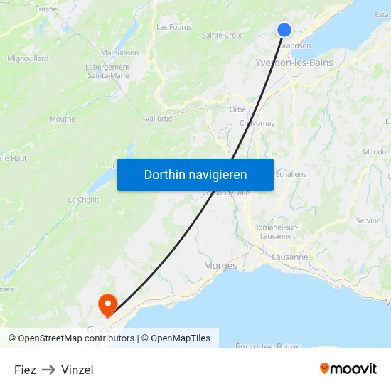 Fiez to Vinzel map