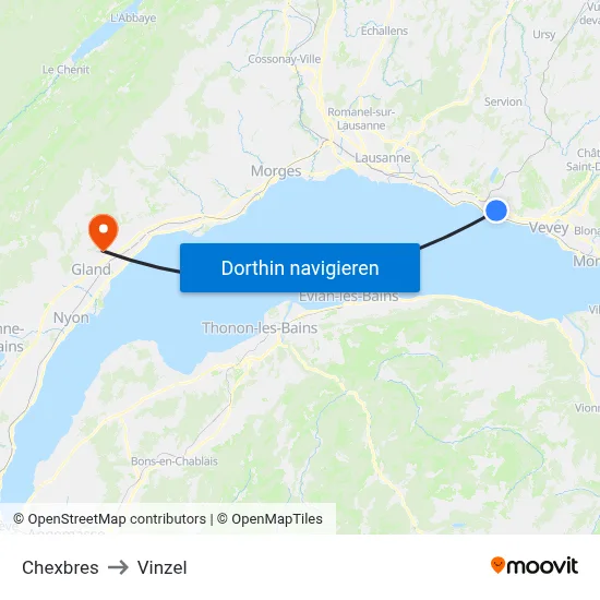 Chexbres to Vinzel map