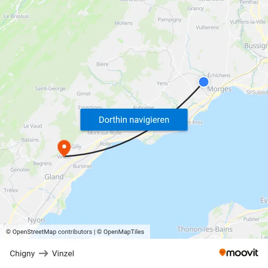 Chigny to Vinzel map