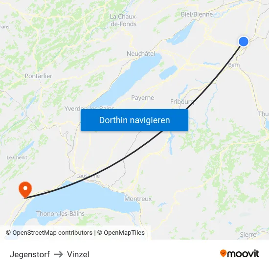 Jegenstorf to Vinzel map