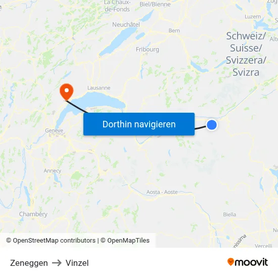 Zeneggen to Vinzel map