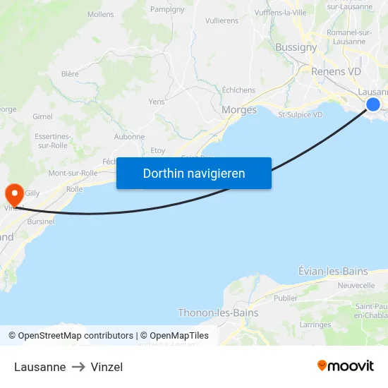 Lausanne to Vinzel map