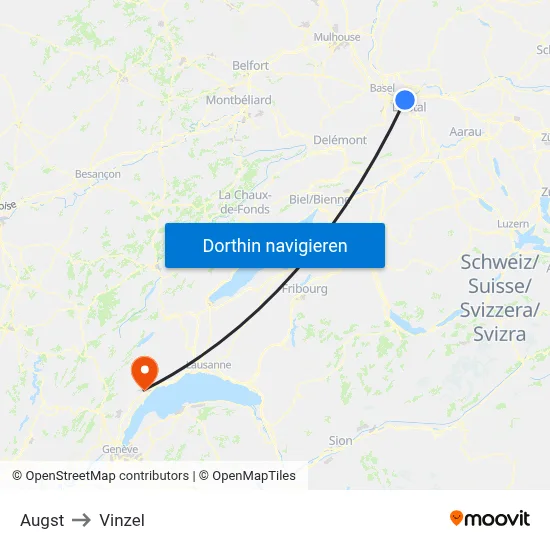 Augst to Vinzel map