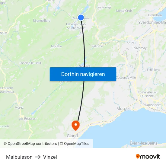 Malbuisson to Vinzel map
