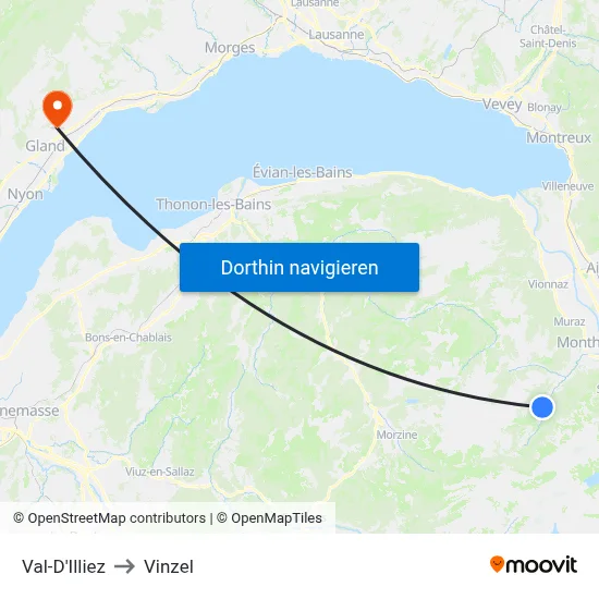Val-D'Illiez to Vinzel map