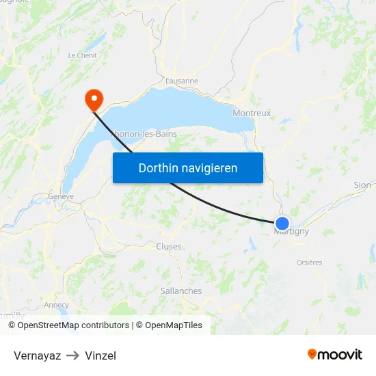 Vernayaz to Vinzel map