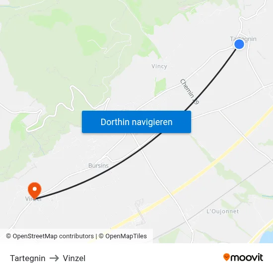 Tartegnin to Vinzel map