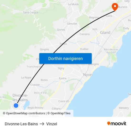 Divonne-Les-Bains to Vinzel map