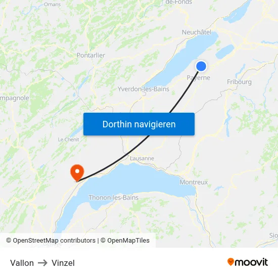 Vallon to Vinzel map