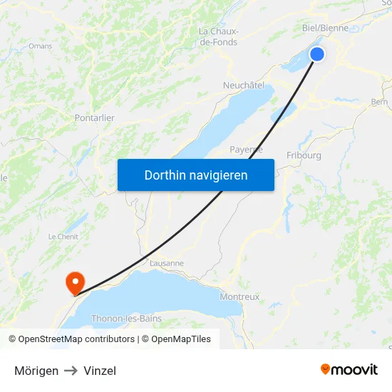 Mörigen to Vinzel map