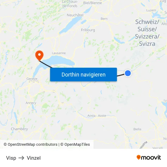 Visp to Vinzel map