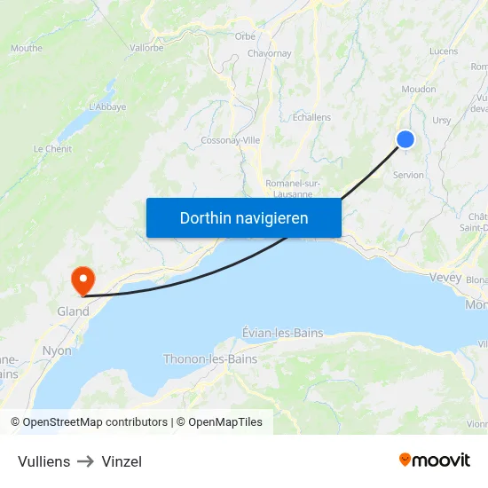 Vulliens to Vinzel map