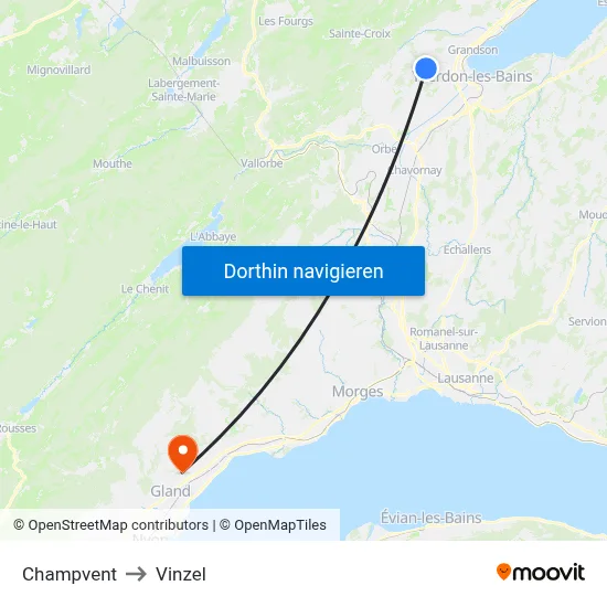 Champvent to Vinzel map