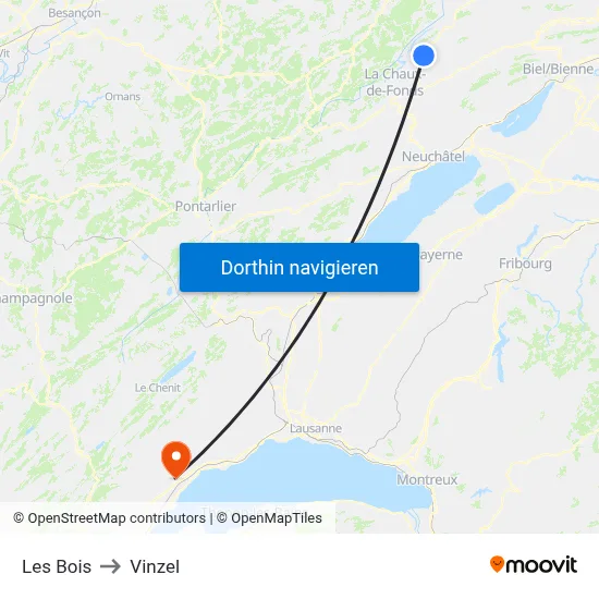 Les Bois to Vinzel map