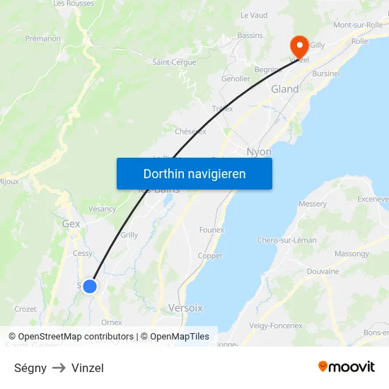 Ségny to Vinzel map