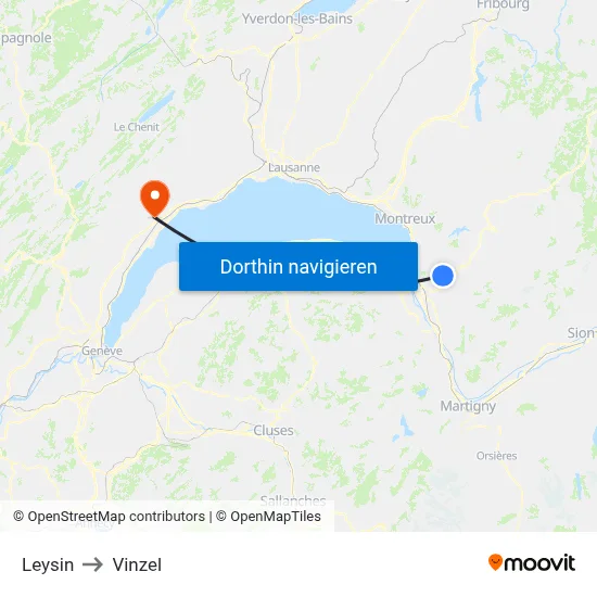 Leysin to Vinzel map