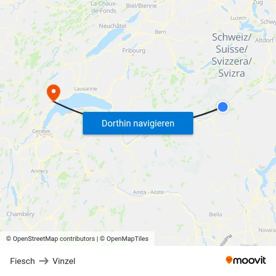 Fiesch to Vinzel map