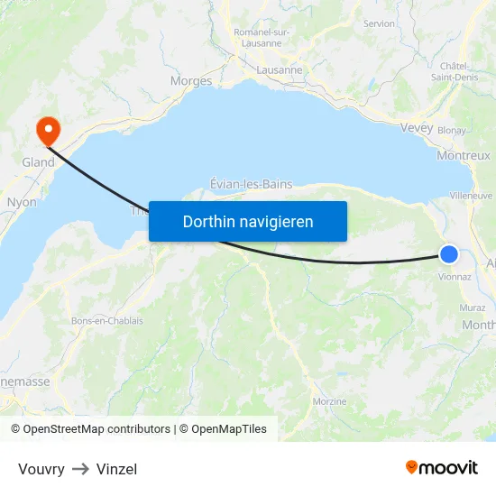 Vouvry to Vinzel map
