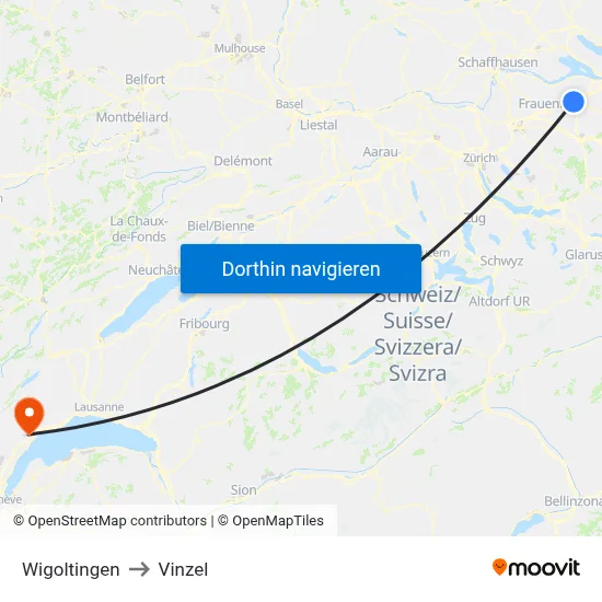 Wigoltingen to Vinzel map
