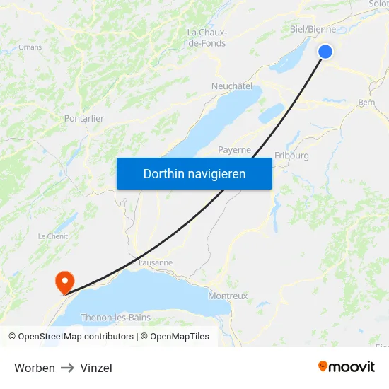 Worben to Vinzel map