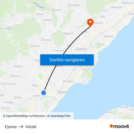 Eysins to Vinzel map