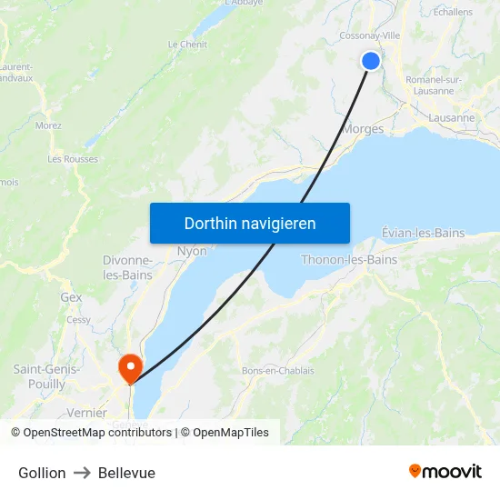 Gollion to Bellevue map