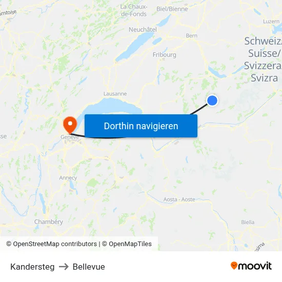 Kandersteg to Bellevue map