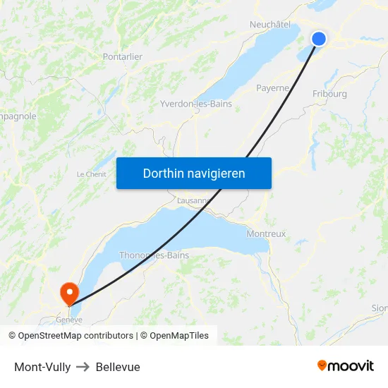 Mont-Vully to Bellevue map
