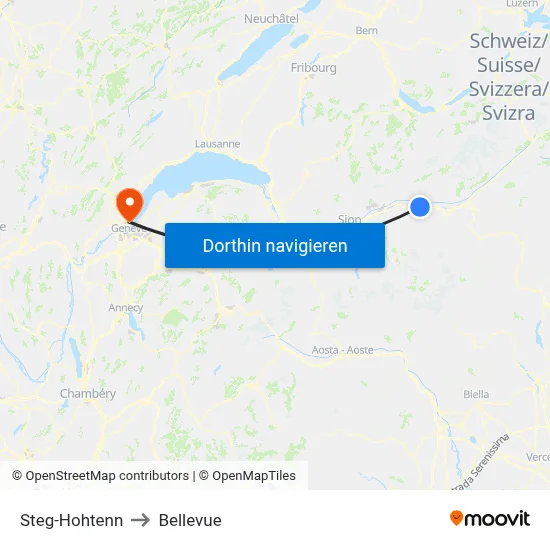 Steg-Hohtenn to Bellevue map